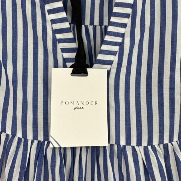 Pomander Place by Tuckernuck Sleeveless Kenzo Mini Dress Blue Stripe sz M NWT - Picture 3 of 6